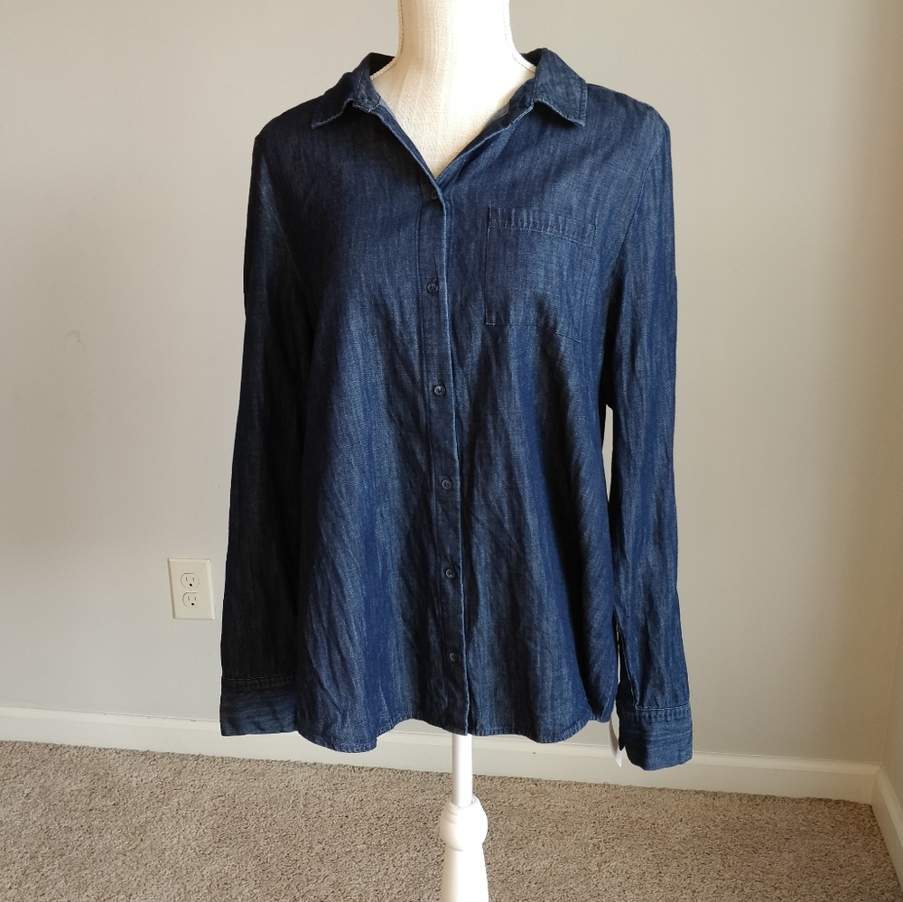 NWOT NYDJ Dark Wash Denim Blouse